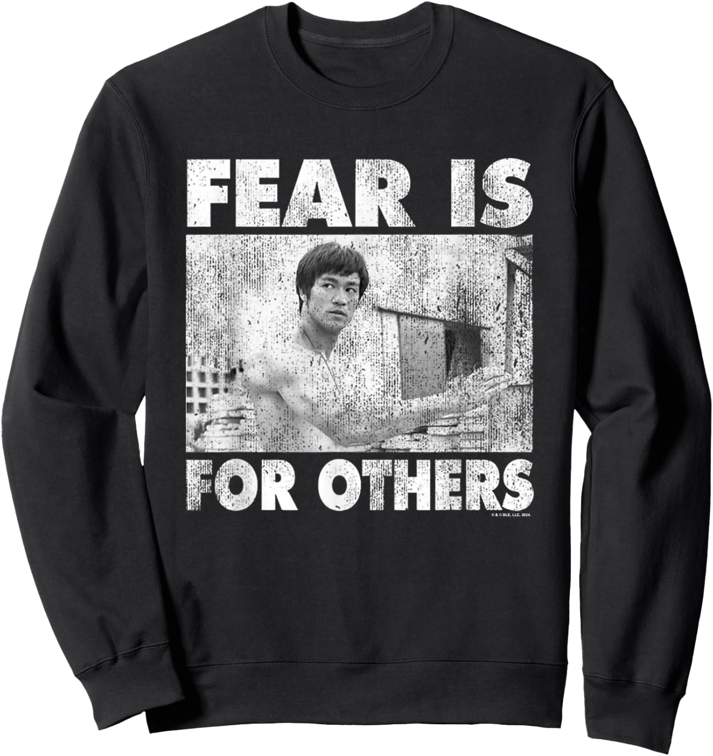 Bruce Lee Fear Is For Others Distressed Shot , Black, S Sweatshirt - Sweatshirt | Black