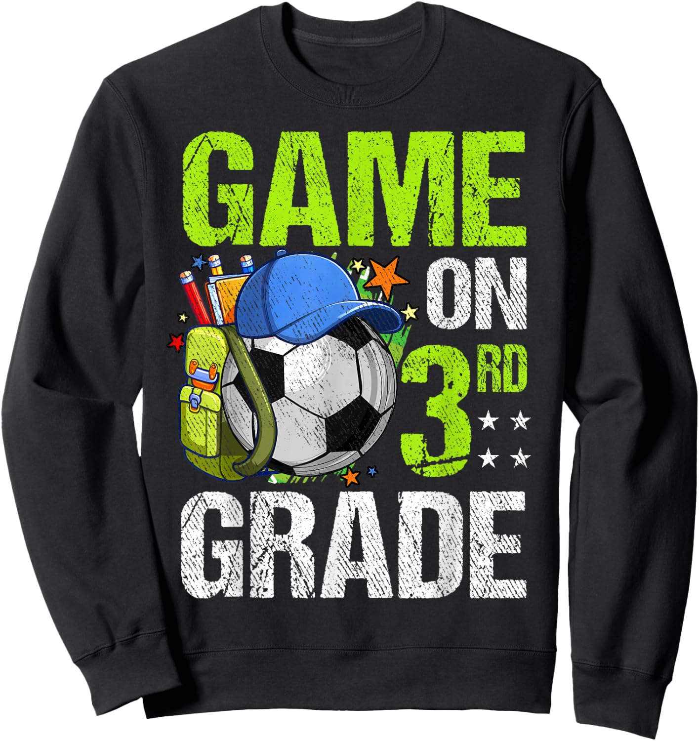 Game On 3rd Grade Soccer Back To School Boy Girl Kids Gift Sweatshirt - Sweatshirt | Black
