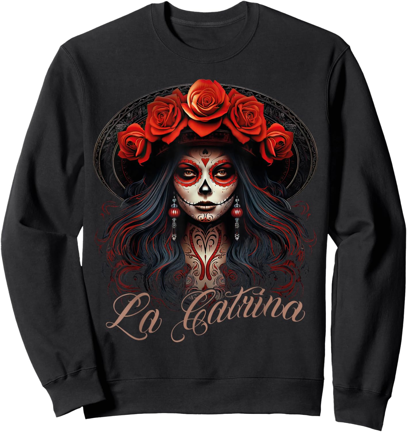 La Catrina Cool Dia De Los Muertos Design La Catrina , black Sweatshirt - Sweatshirt | Black