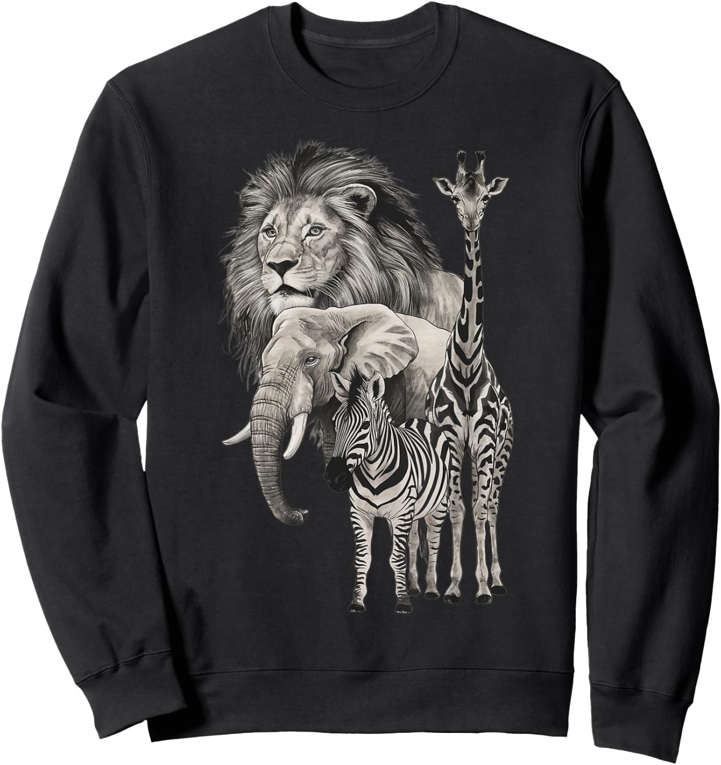 Afrika Motiv, Löwe, Elefant, Giraffe, Zebra Fans Afrikaliebe , black Sweatshirt - Sweatshirt | Black