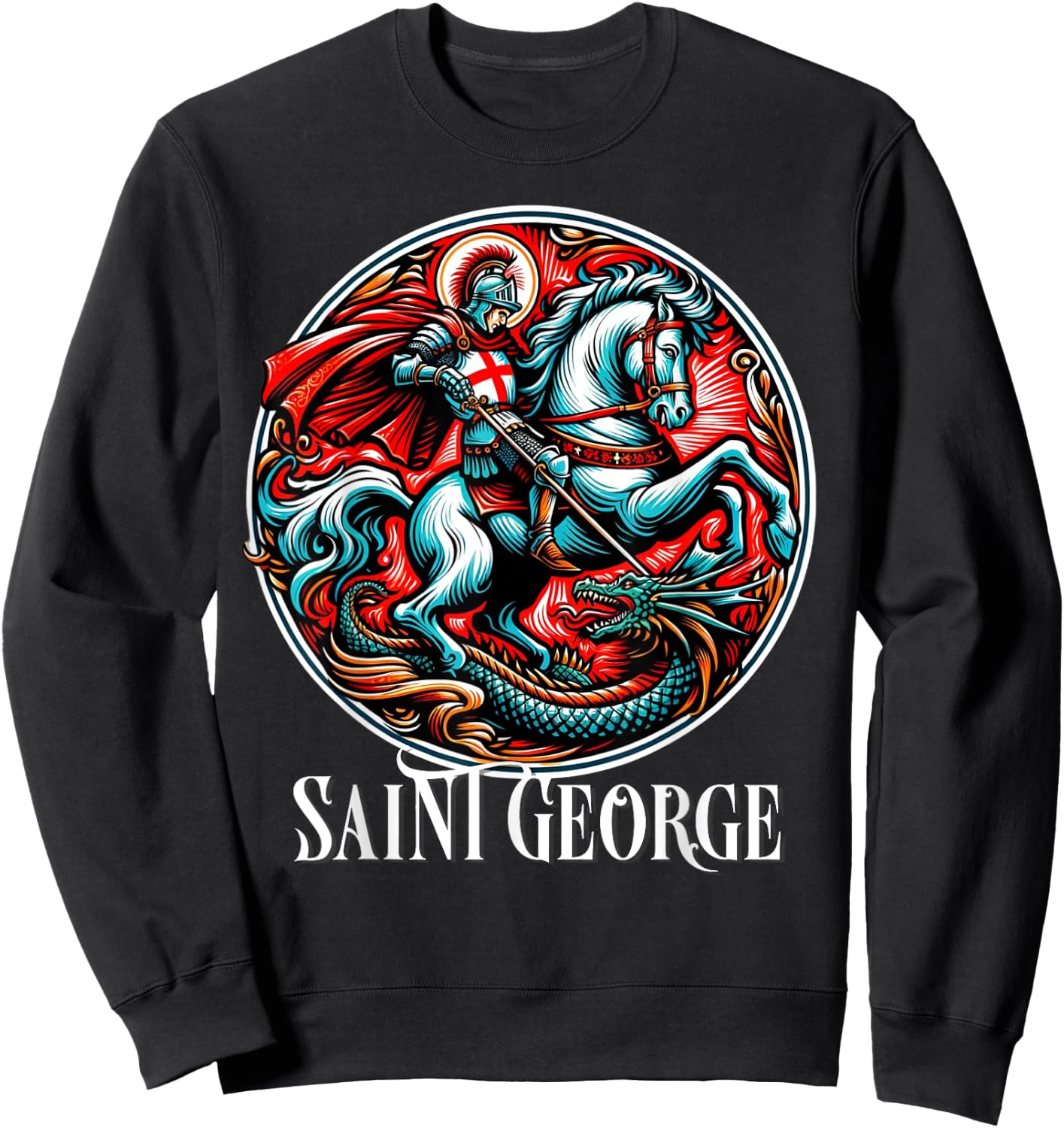 Saint George and the Dragon England Catholic Sweatshirt - Sweatshirt | Black