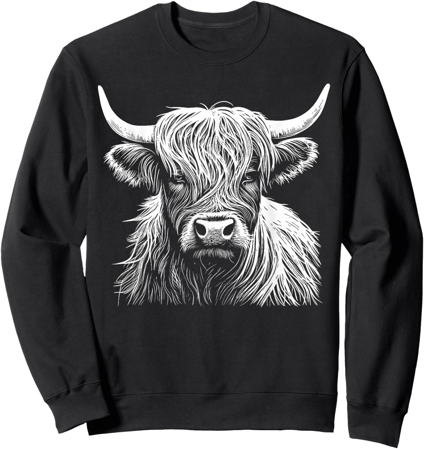 Highland Cow Scotland Scottish Fluffy Cow Cute Highland Coo Sweatshirt - Sweatshirt | Black