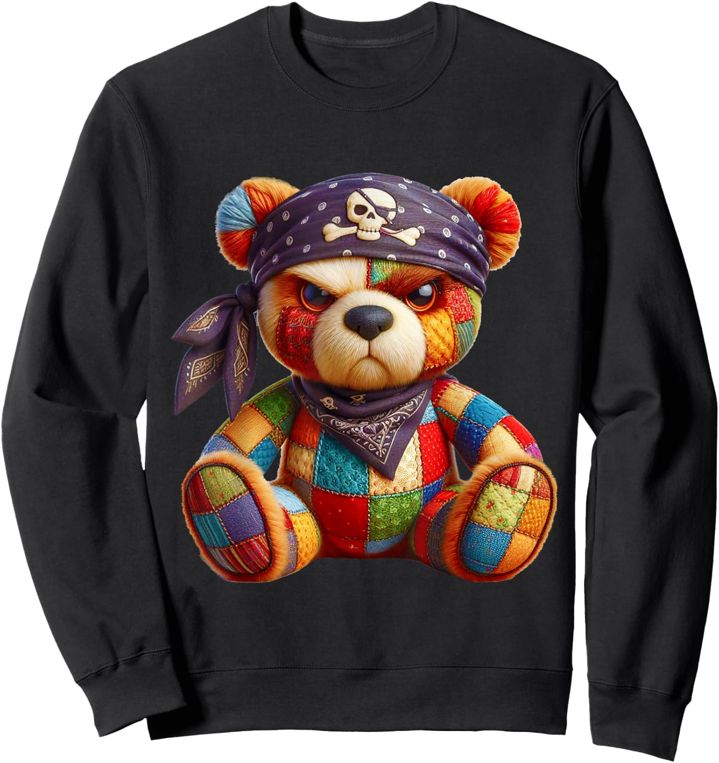 Pirate Bear Patchwork - Adventure & Style Sweatshirt - Sweatshirt | Black