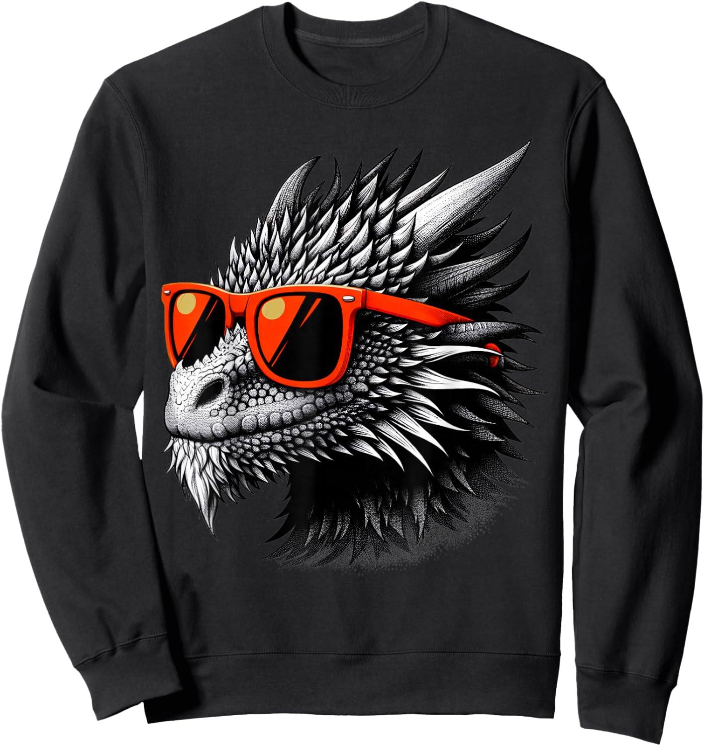 Cool Dragon Wearing Sunglasses Graphic Art Sweatshirt - Sweatshirt | Black