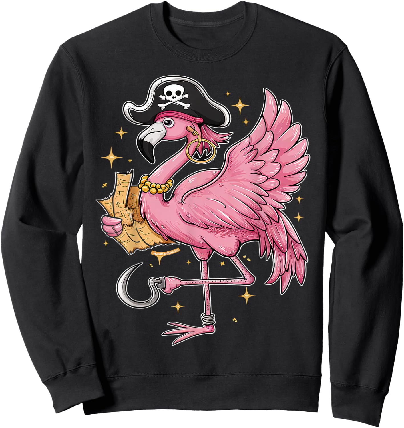 Pirate Pink Flamingo Halloween Party Girls women Sweatshirt - Sweatshirt | Black