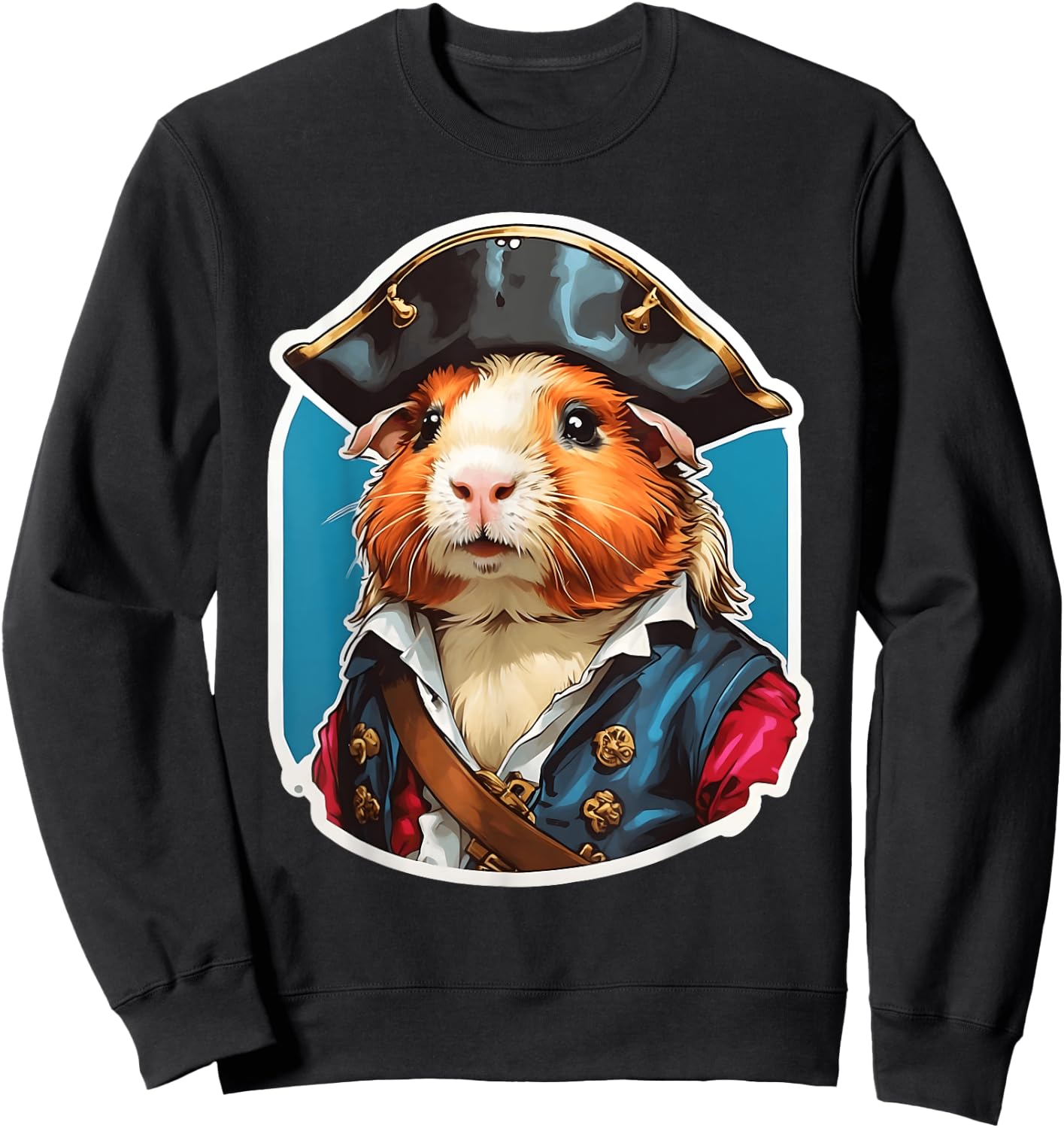 Guinea Pig Pirate Design - Adorable Pet in Pirate Attire Sweatshirt - Sweatshirt | Black