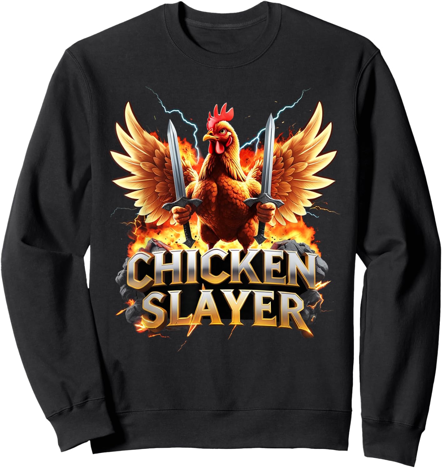 Chicken Slayer – Funny Meme Graphic for Chicken Lovers Sweatshirt - Sweatshirt | Black