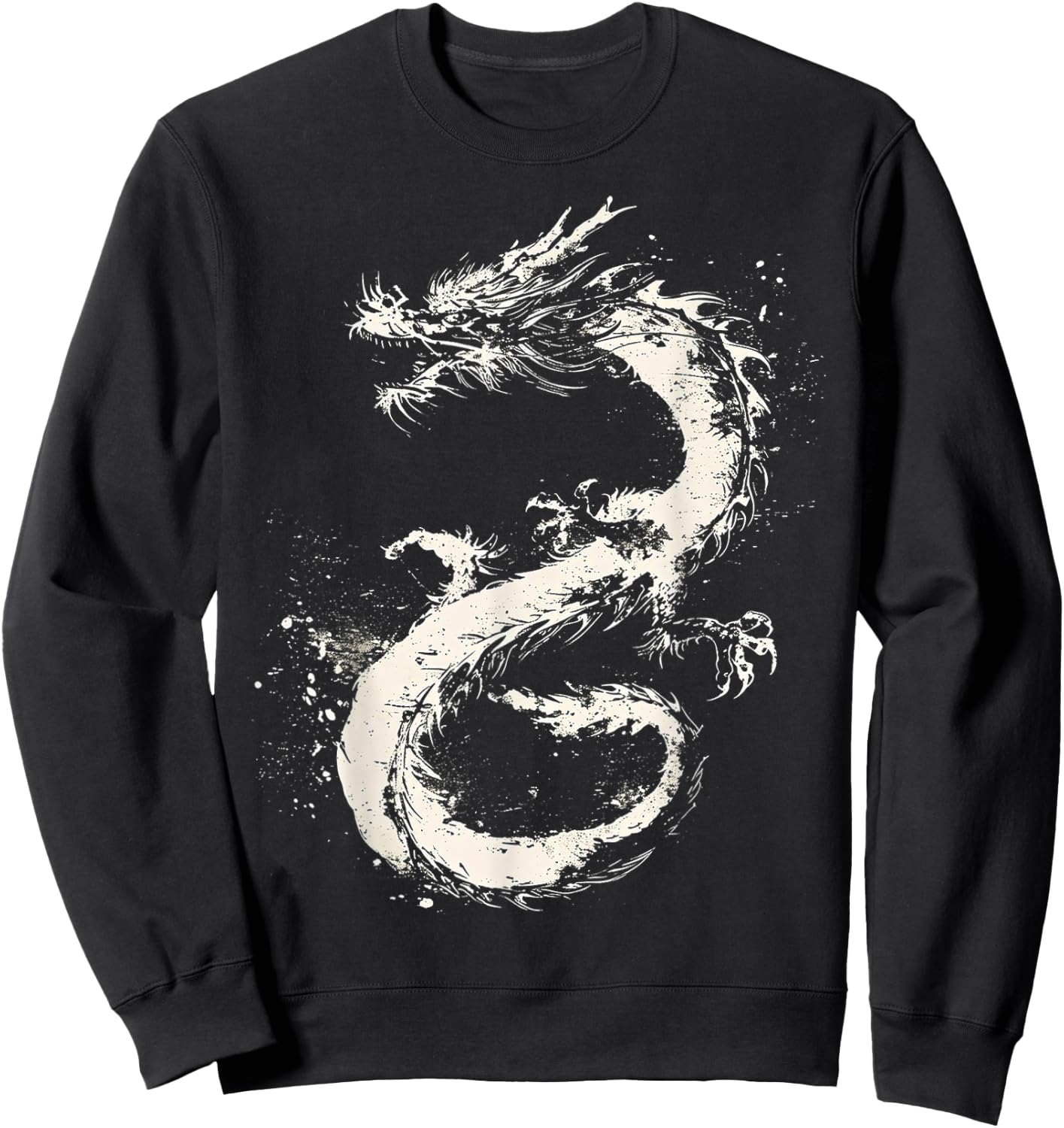 Dragon Drawing Painting Animal Art Graphic Dragon Sweatshirt - Sweatshirt | Black