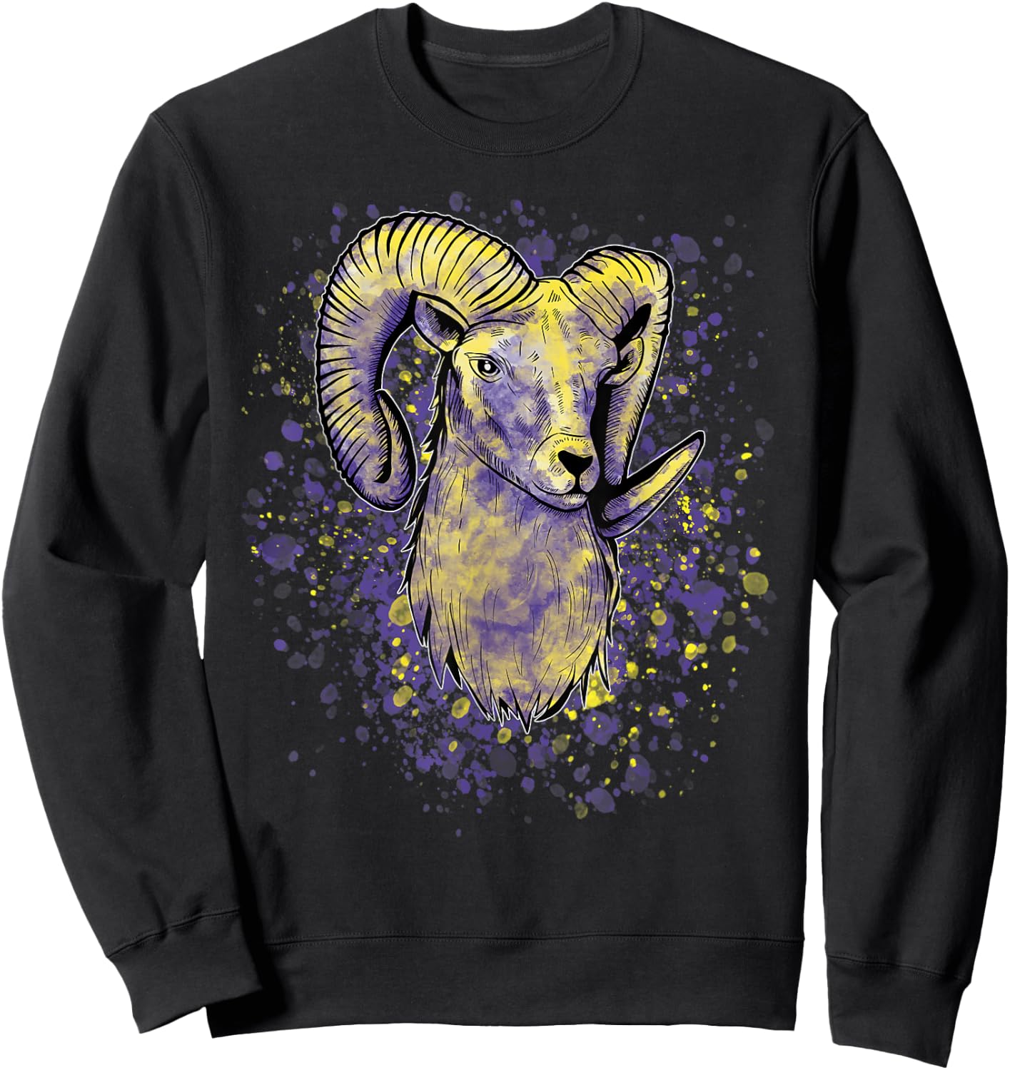 Widderkopf Astrologie Tierkreiszeichen Sternzeichen Widder Sweatshirt - Sweatshirt | Black