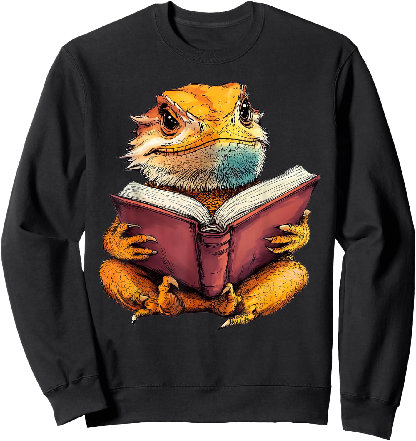 Cute Bearded Dragon Reading Book Sweatshirt - Sweatshirt | Black