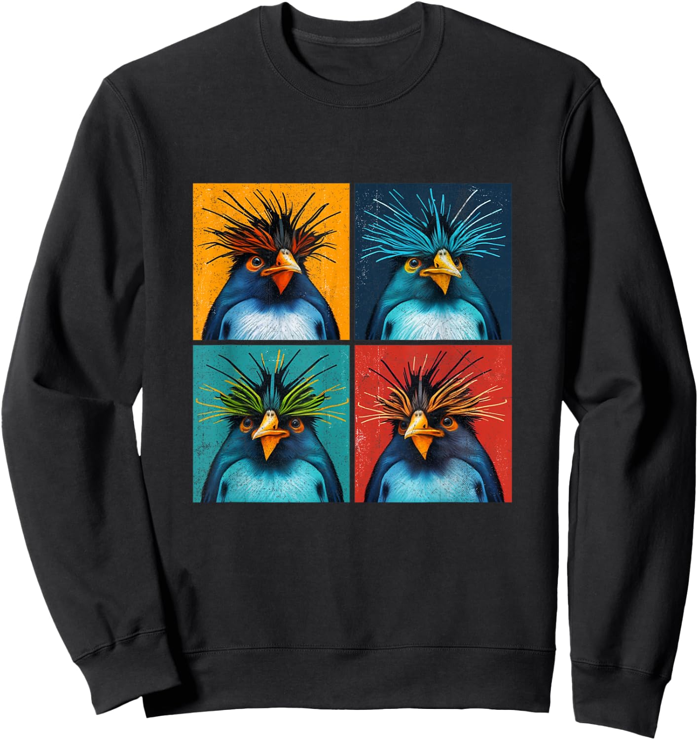 Rockhopper Penguin Pop Art Design Illustration Colourful Men Sweatshirt - Sweatshirt | Black