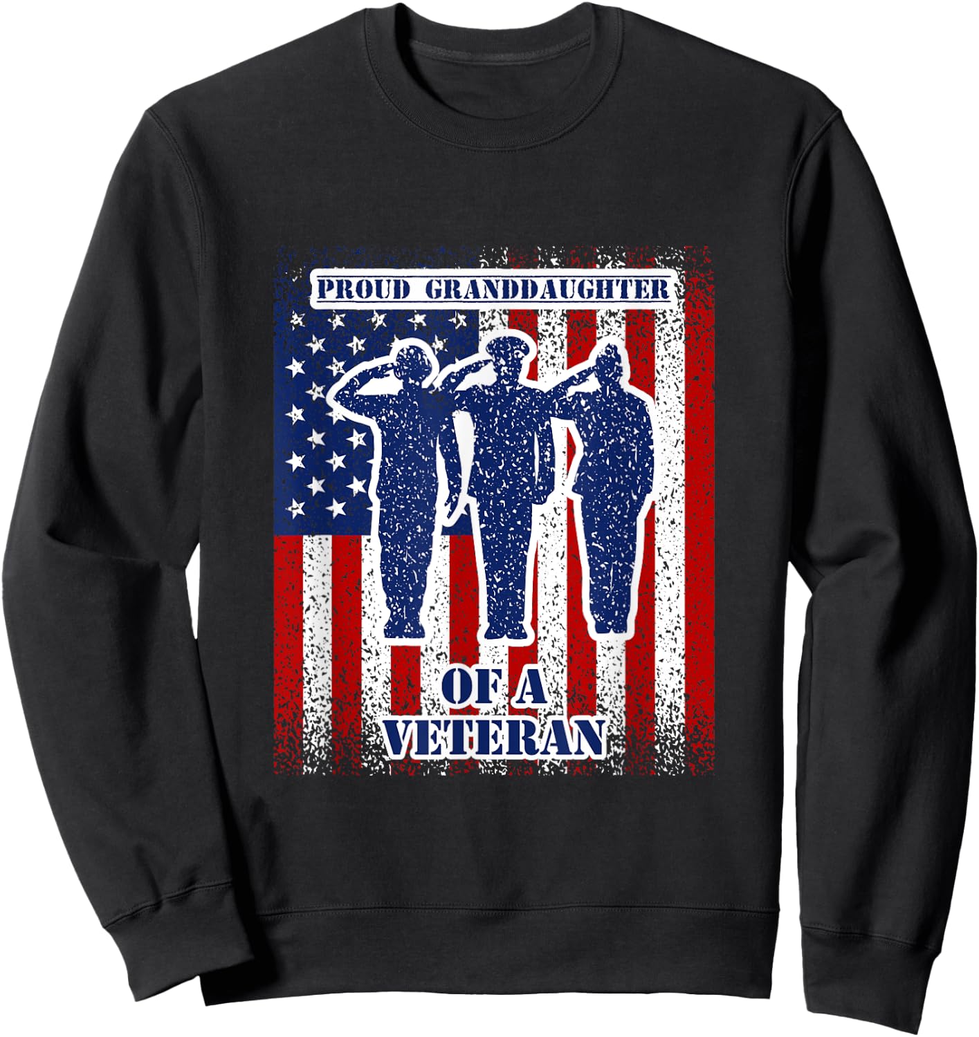 Proud Granddaughter of a Veteran US Flag Apparel Sweatshirt - Sweatshirt | Black