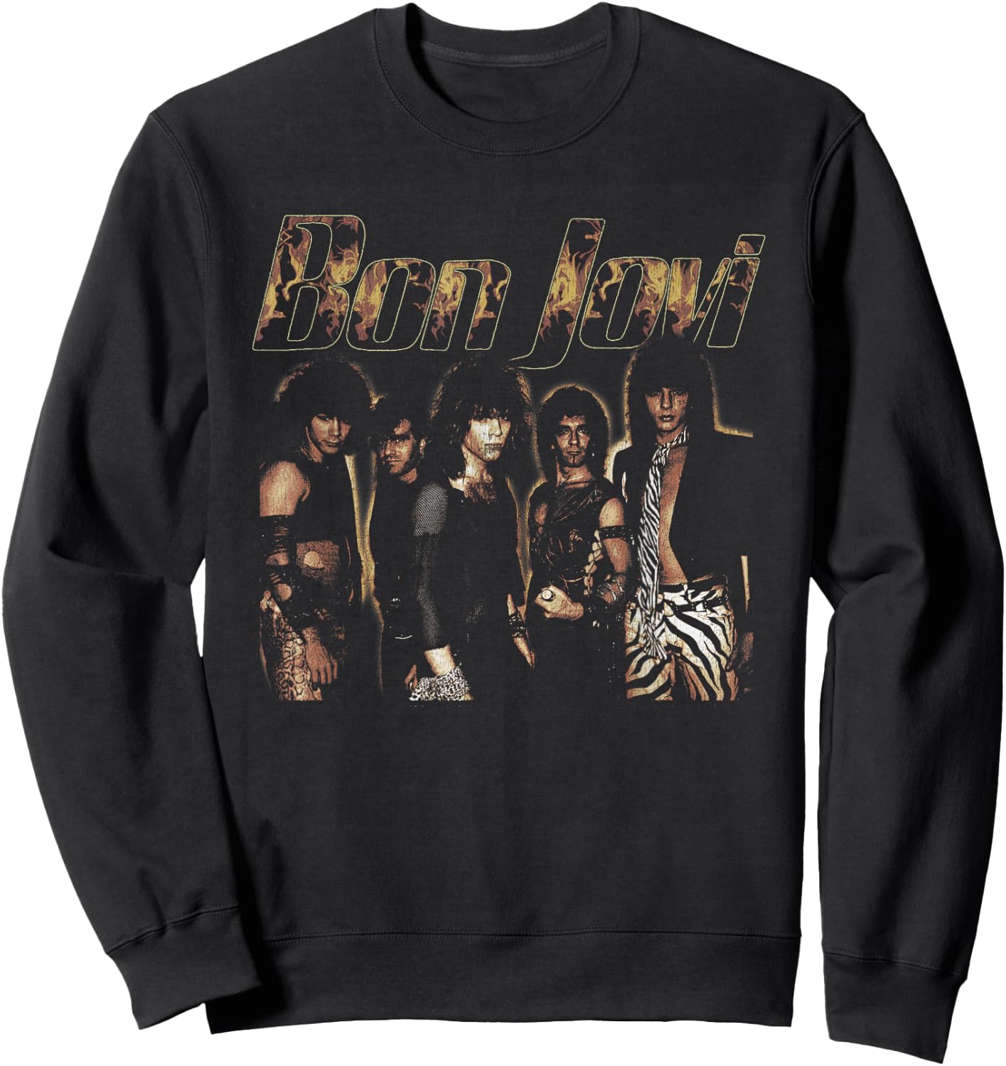Official Bon Jovi Flames , black Sweatshirt - Sweatshirt | Black