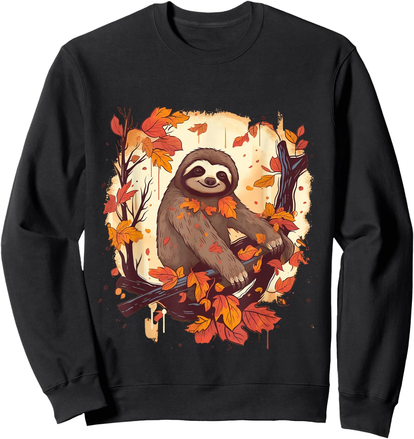 Sloth Fall Leaves Thanksgiving Day Animal Men Women Kids Sweatshirt - Sweatshirt | Black