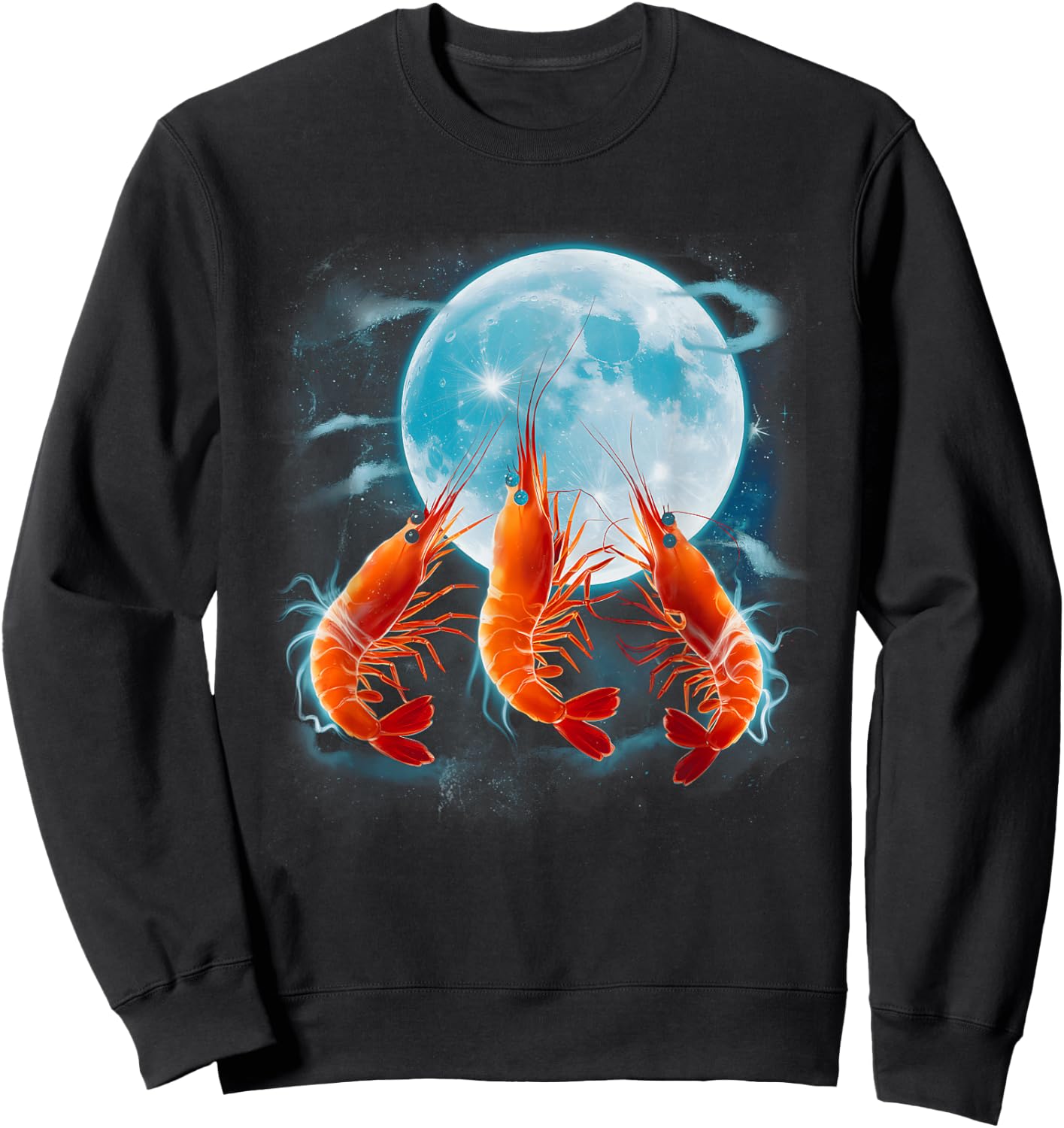 Funny Prawn Shrimp Howling the Moon Ocean Sea Animal Sweatshirt - Sweatshirt | Black