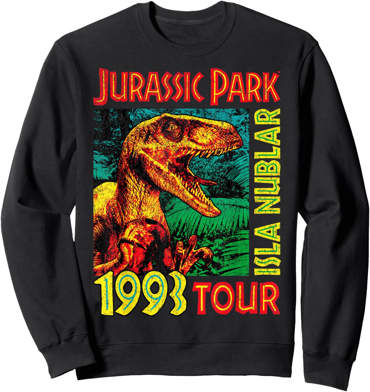Jurassic Park Isla Nublar 1993 Tour Poster Sweatshirt - Sweatshirt | Black