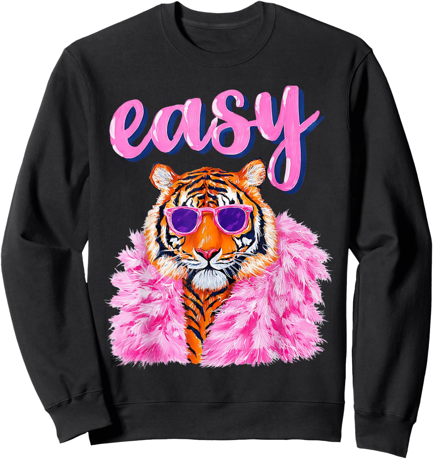 Easy Tiger Funky Glasses Pink Fur Coat Sweatshirt - Sweatshirt | Black