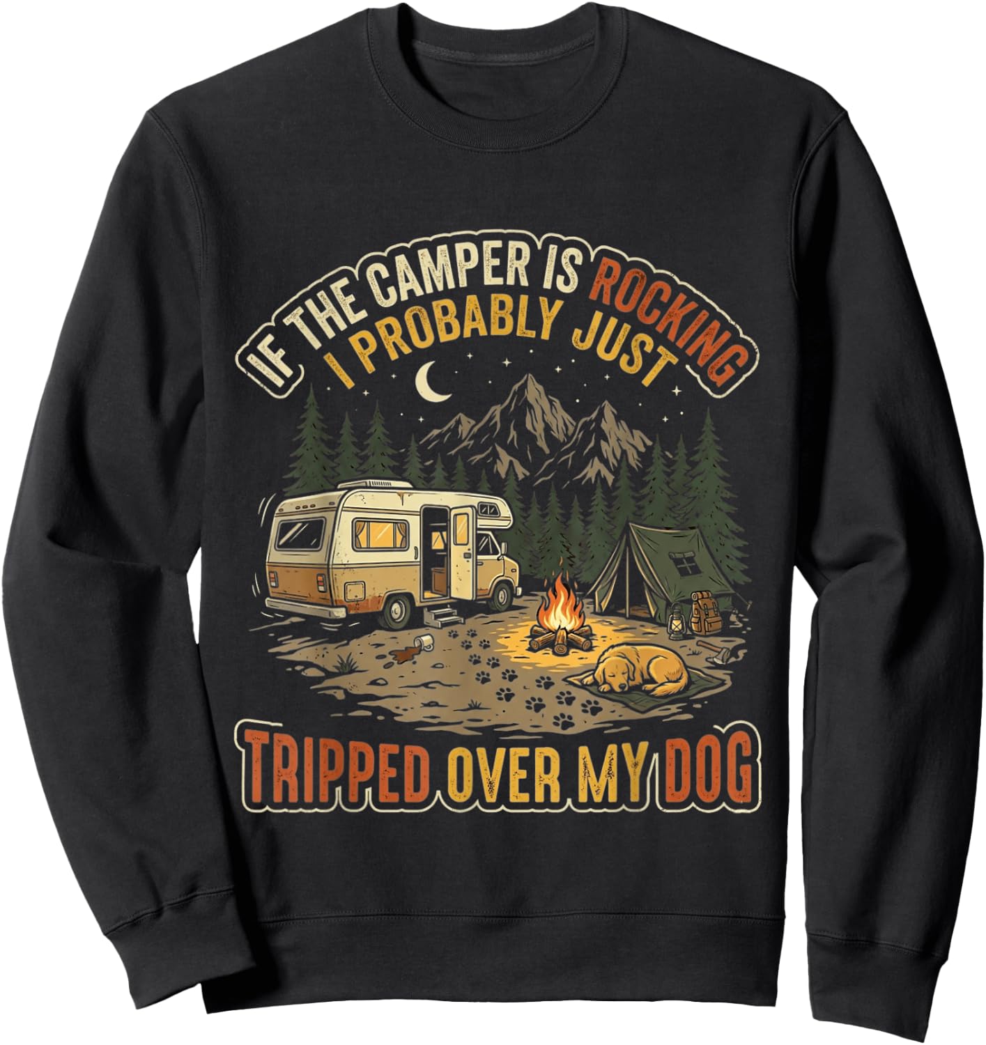 If The Camper is Rocking Funny Dog Camping Sweatshirt - Sweatshirt | Black