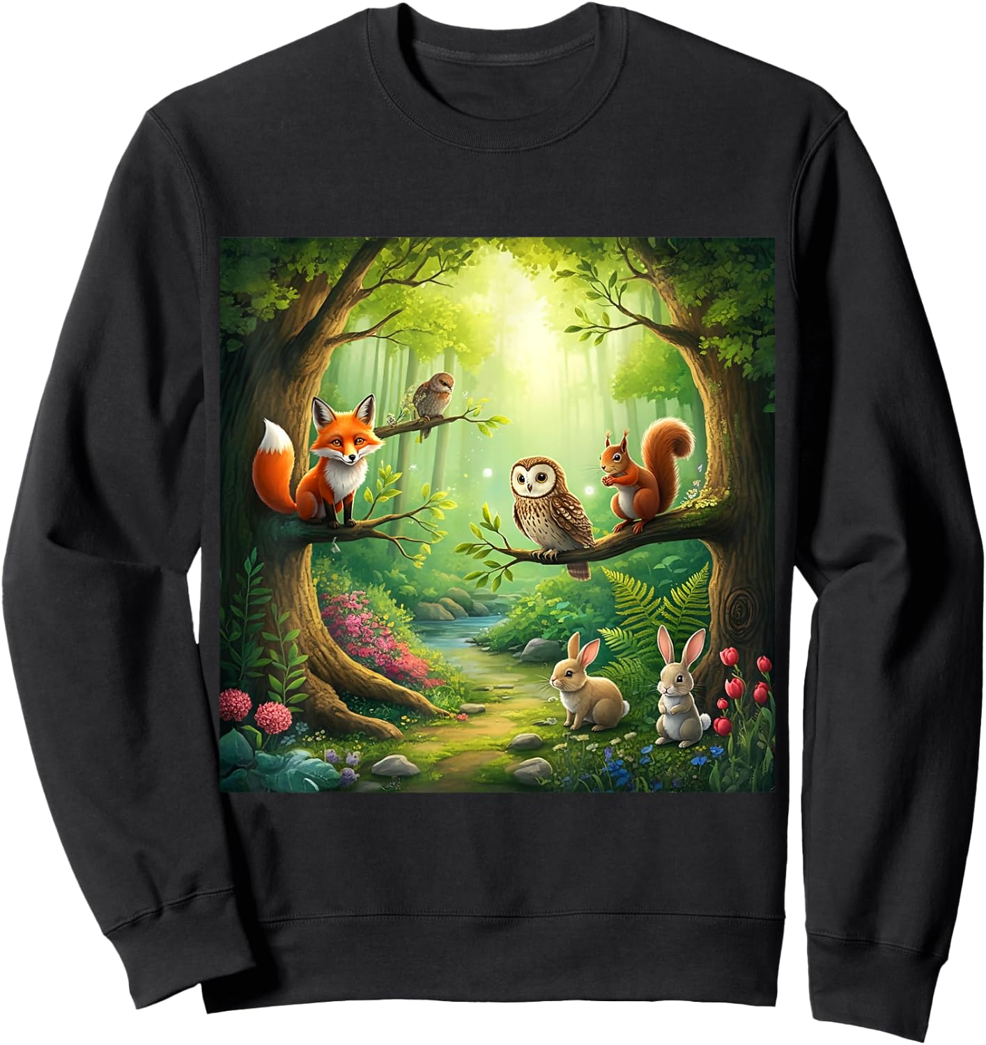 Enchanted Forest Friends Sweatshirt - Sweatshirt | Black