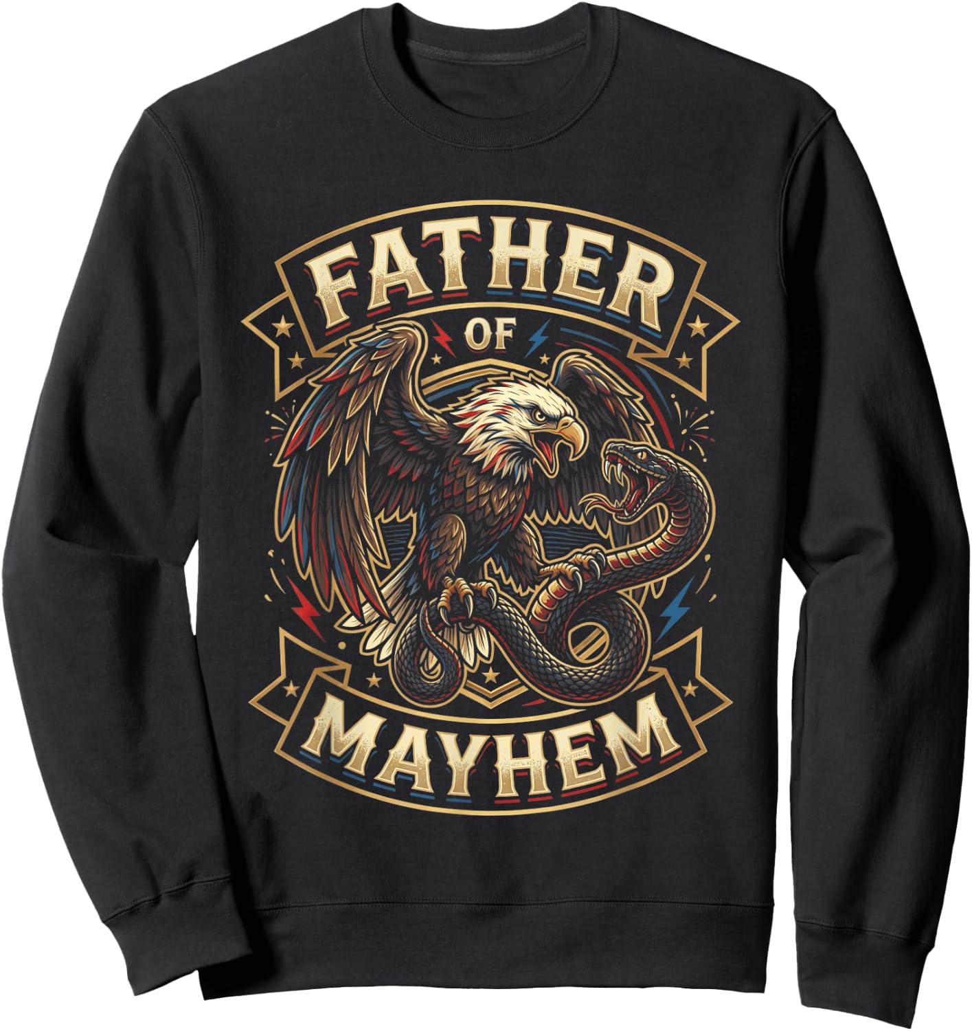 Men Dad Funny Father's Day USA Eagle Father of Mayhem Sweatshirt - Sweatshirt | Black