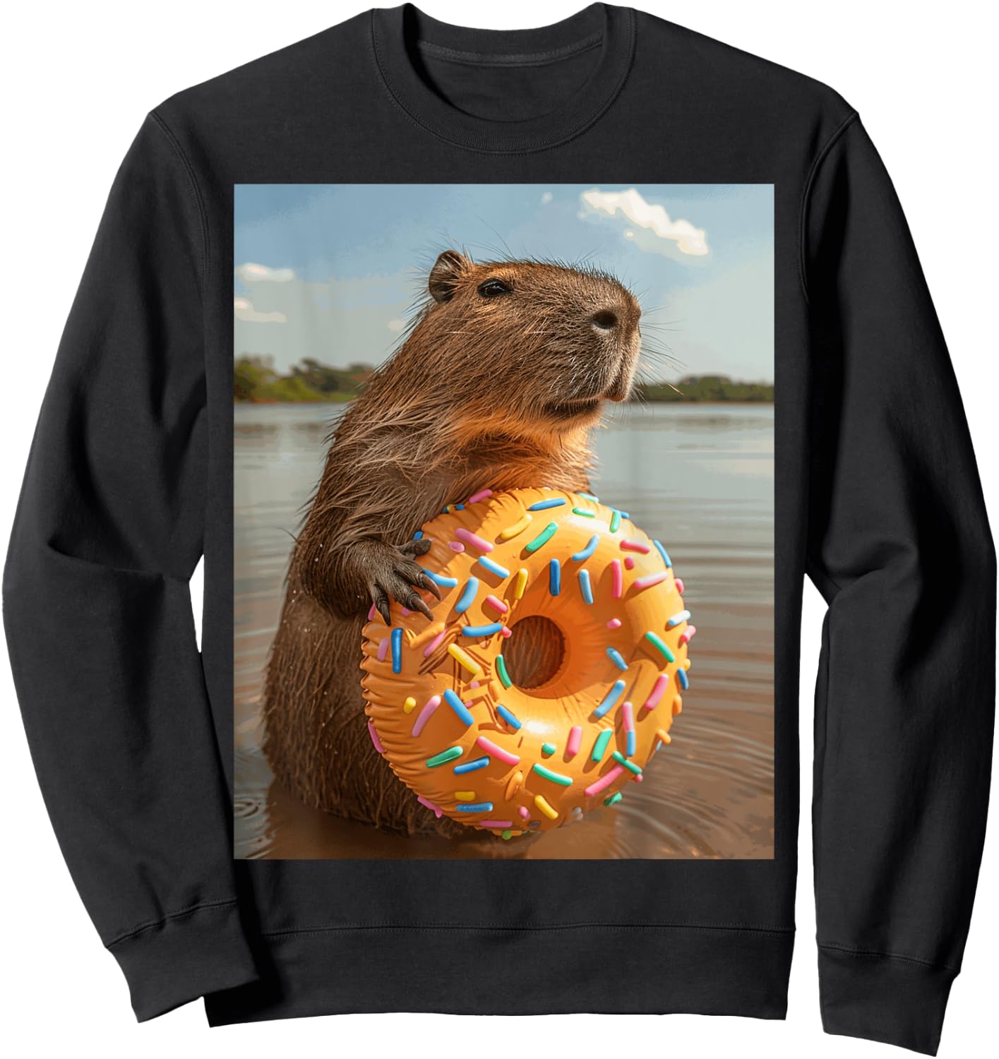 Funny Graphic Capybara Sweatshirt - Sweatshirt | Black