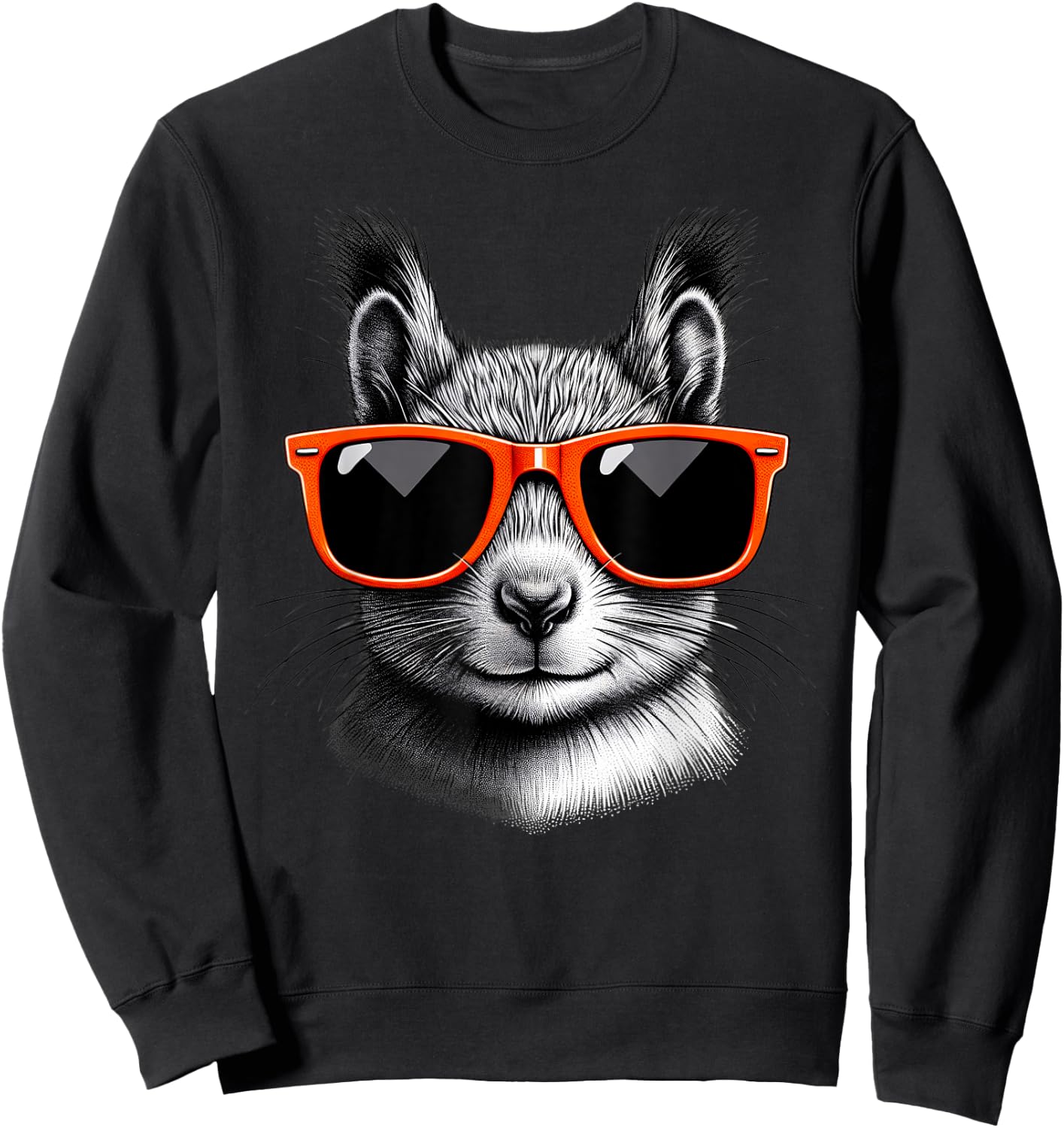 Cool Squirrel Wearing Sunglasses Graphic Art Sweatshirt - Sweatshirt | Black