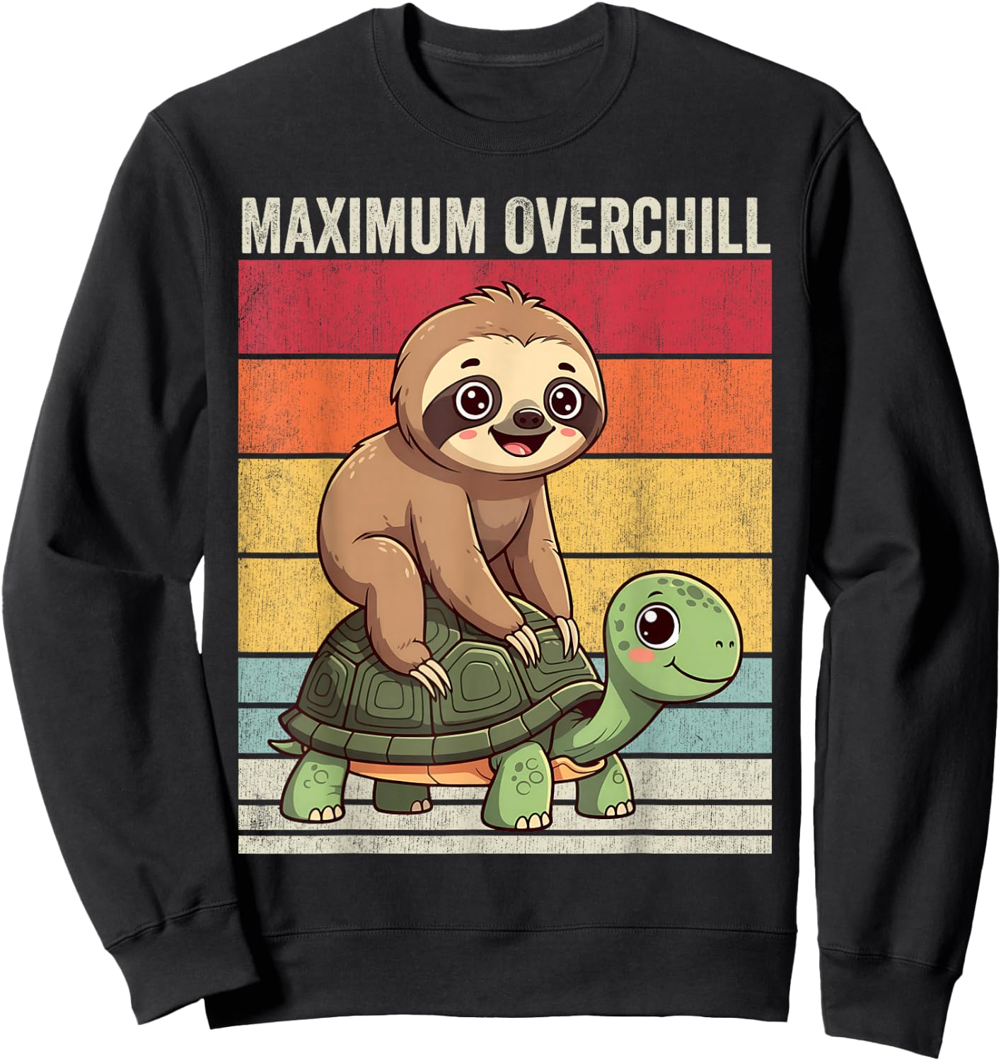 Sloth Turtle, Sloth Tortoise, Funny Sloth Riding a Turtle Sweatshirt - Sweatshirt | Black
