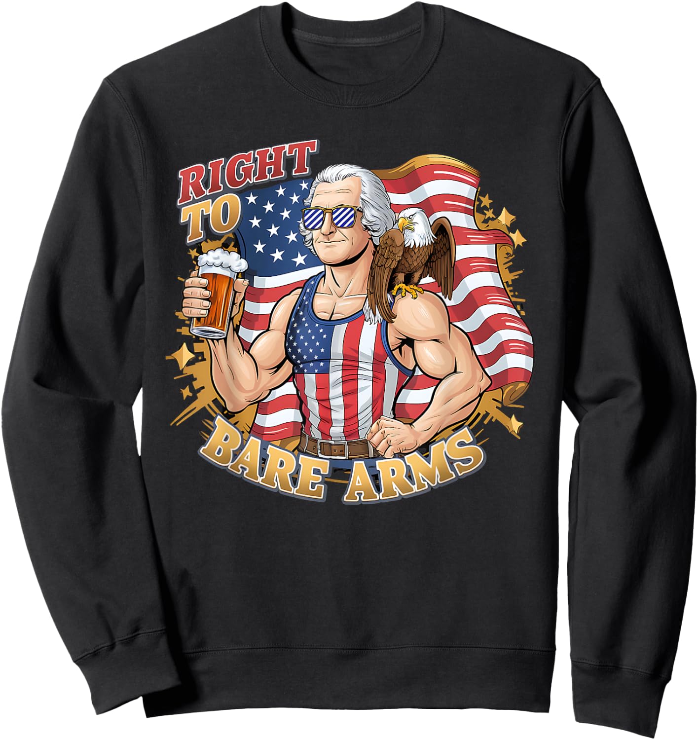George's Right To Bare Arms 4th Of July Gym Workout Graphic Women Men Sweatshirt - Sweatshirt | Black