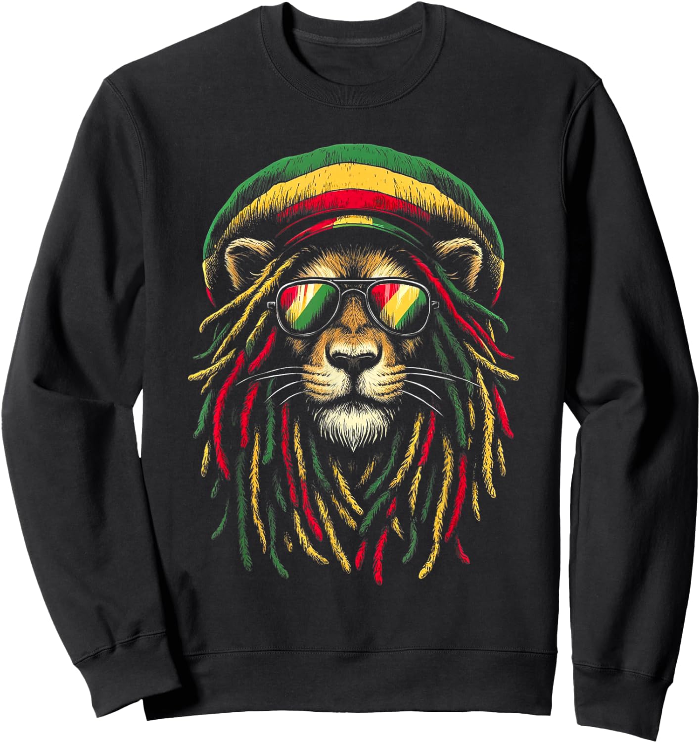 Jamaican Lion Reggae Roots Lion of Juda Rasta Music , black Sweatshirt - Sweatshirt | Black