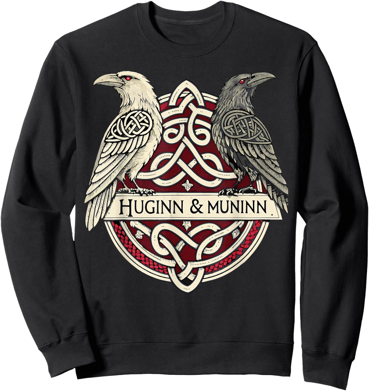 Norse Raven Knotwork – Huginn & Muninn Viking Mythology Sweatshirt - Sweatshirt | Black