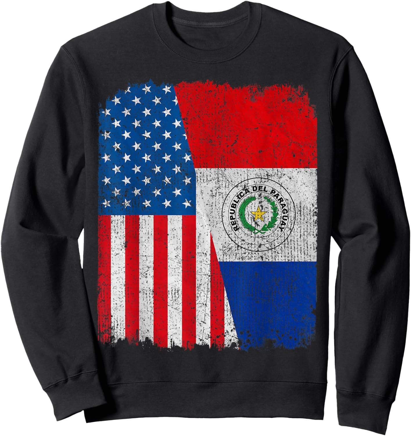 Paraguayan American Flag Half USA Paraguay Root Proud Sweatshirt - Sweatshirt | Black