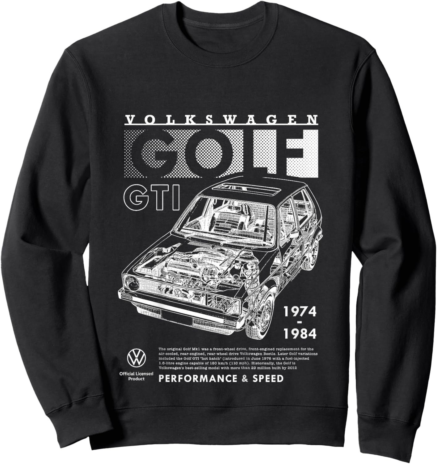 Kids Volkswagen Golf GTI Mk1 Performance & Speed Kids , Black, 2 Sweatshirt - Sweatshirt | Black