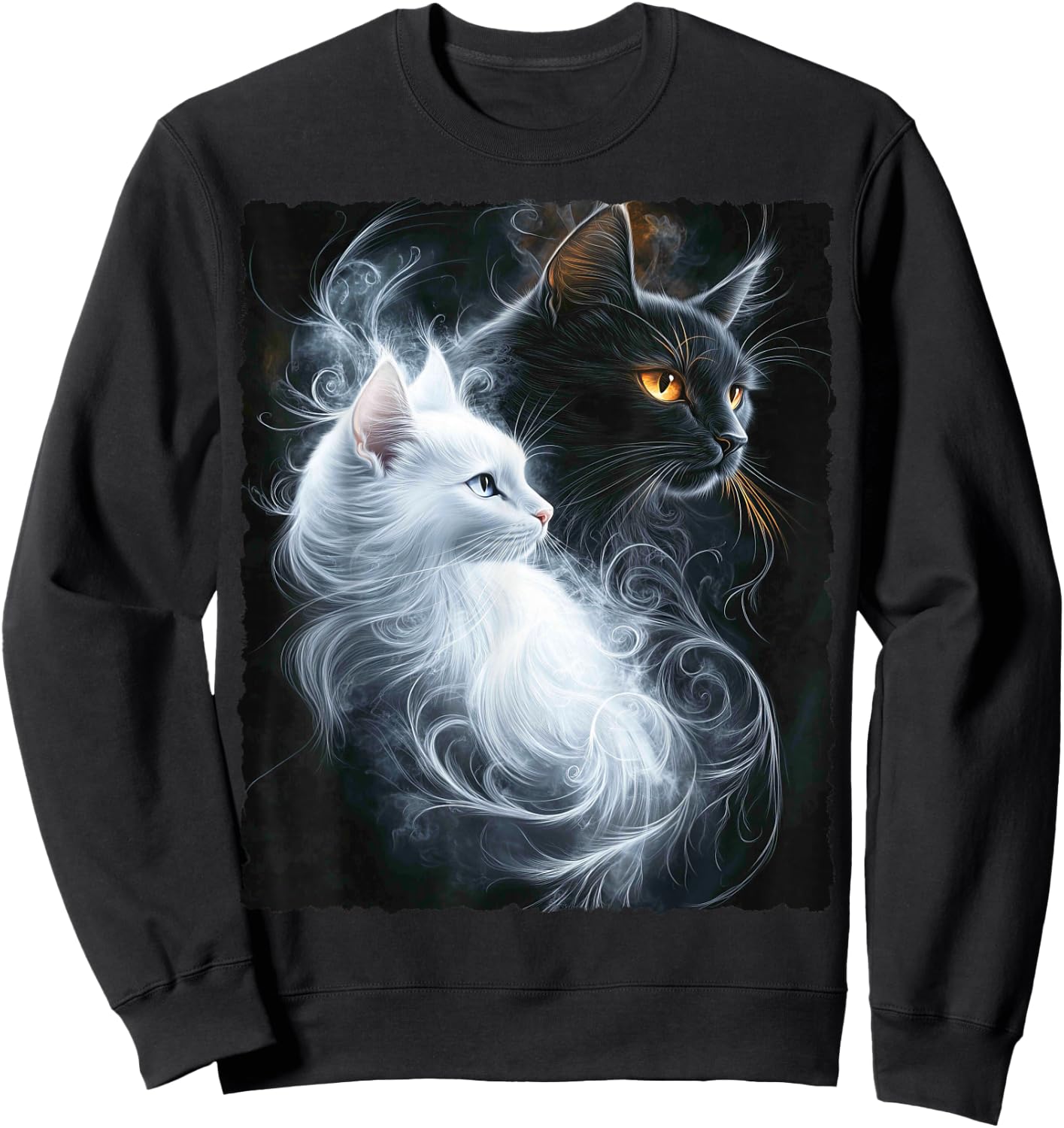 Süße magische Katze Kätzchen Kitten Fantasy Kunst Sweatshirt - Sweatshirt | Black