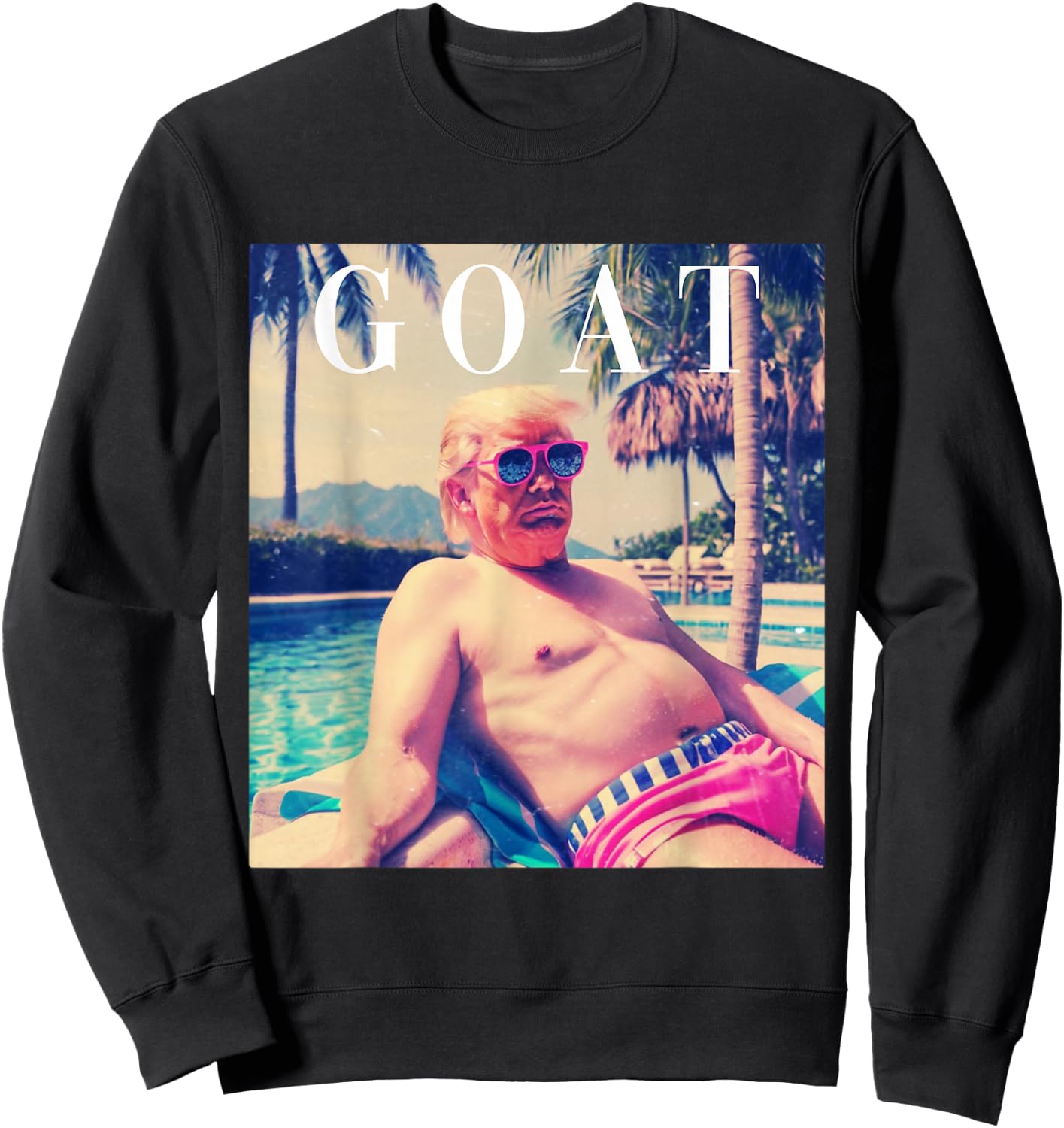 Trump GOAT Shirt Funny Summer 2024 Republican Donald Trump Sweatshirt - Sweatshirt | Black