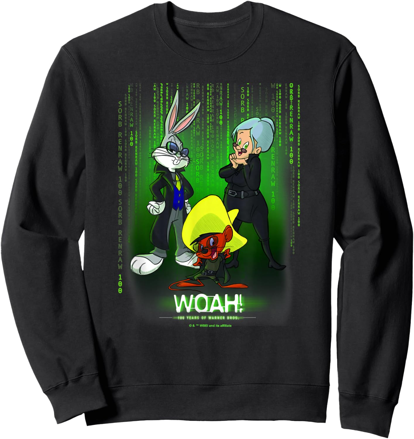 WB 100 Looney Tunes Classic Woah! Matrix Poster Sweatshirt - Sweatshirt | Black