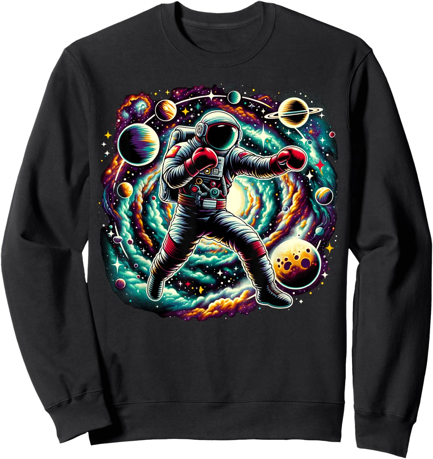 Cool Galaxy Boxer Astronaut on Boxing Sweatshirt - Sweatshirt | Black