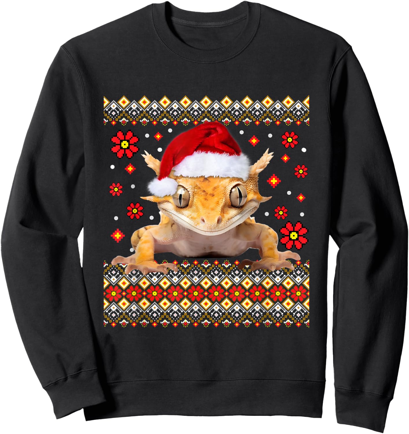 Crested Gecko Ugly Christmas Sweater Sweatshirt - Sweatshirt | Black