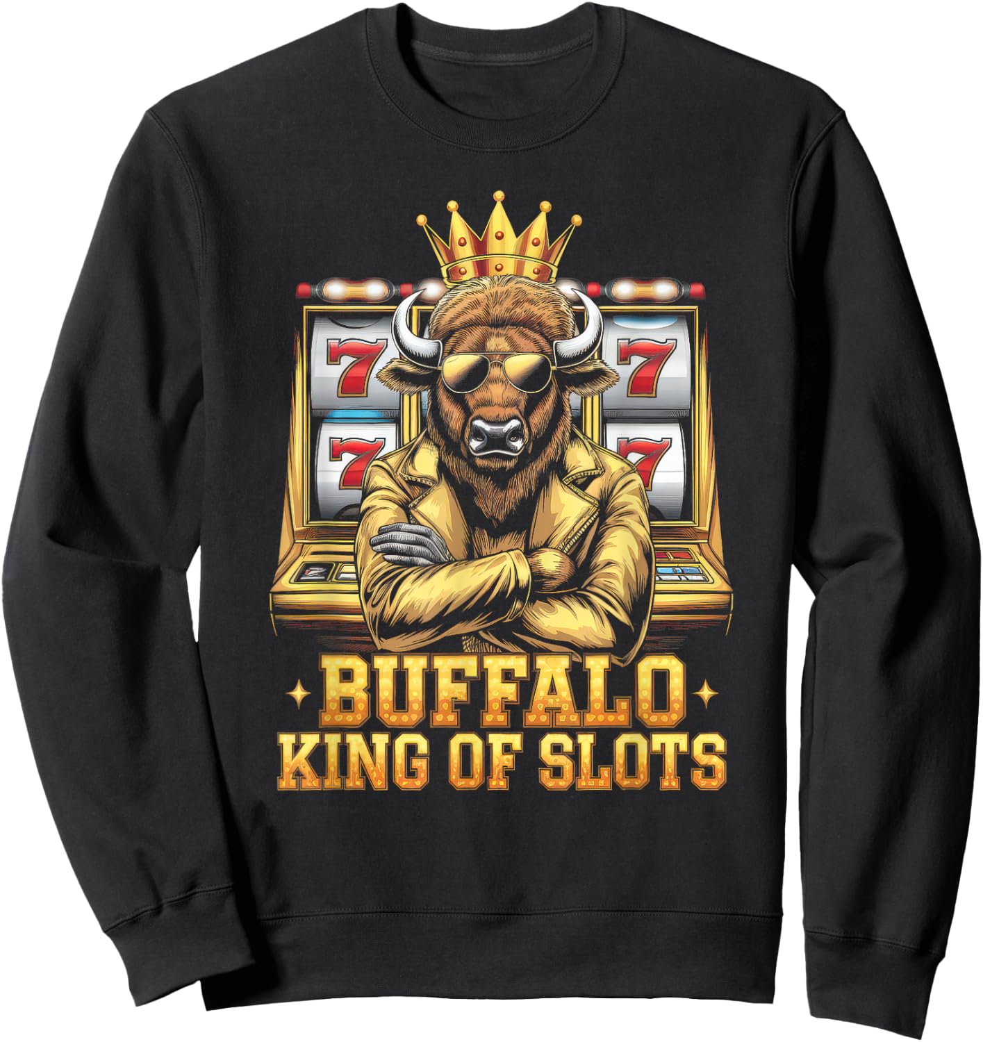 Lucky Buffalo Casino Slot Machine Gambling Gift Gambler Sweatshirt - Sweatshirt | Black