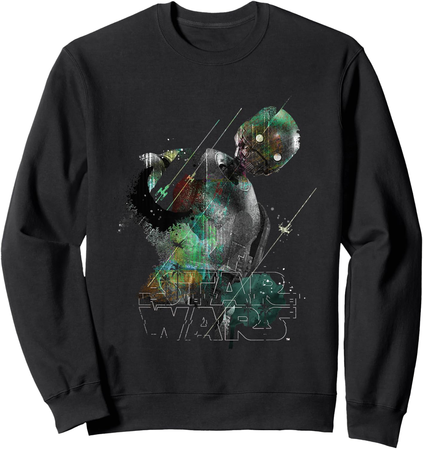 Star Wars Rogue One Iconic K2SO Paradise Big Chest Poster Sweatshirt - Sweatshirt | Black