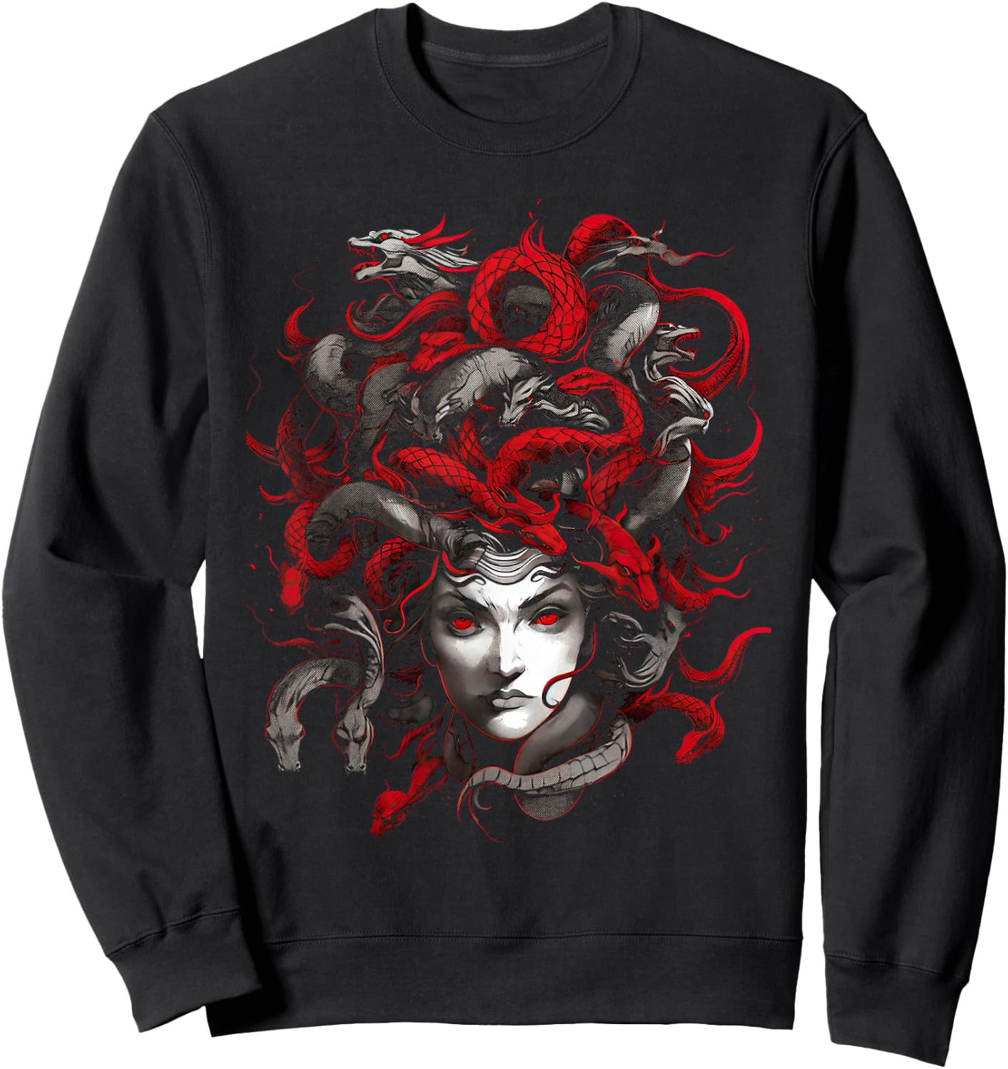 Medusahead Greek Mythology Ancient Snake Hair Sweatshirt - Sweatshirt | Black