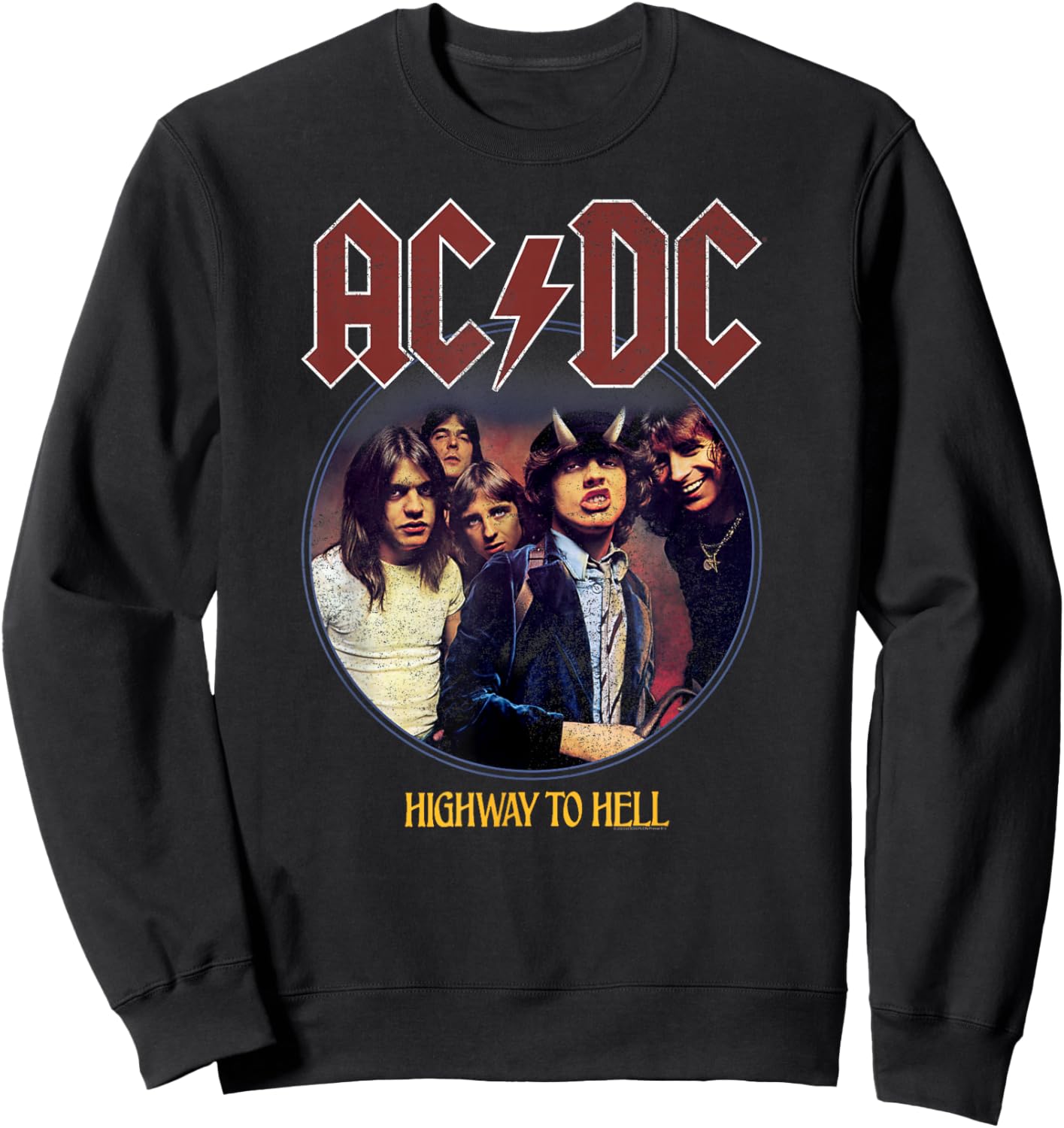 Official AC/DC Highway to Hell Circle Rock Music Band Sweatshirt - Sweatshirt | Black