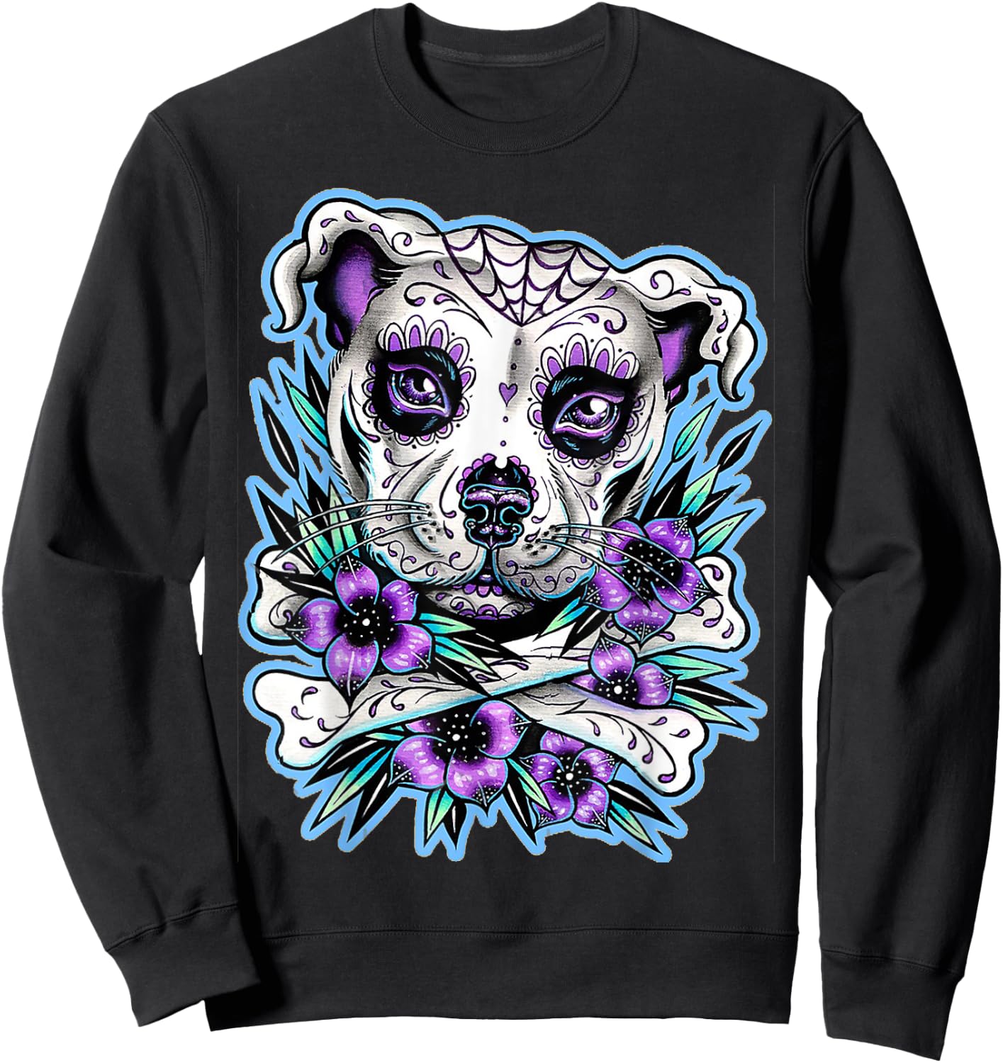 Pitbull Dog Sugar Skull for lovers Dogs Women Sweatshirt - Sweatshirt | Black