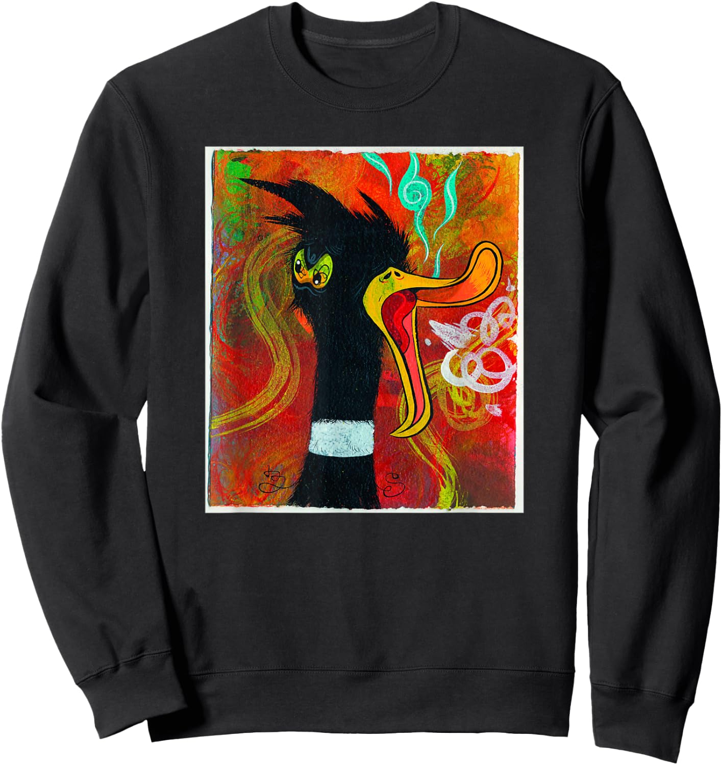 WB100 Looney Tunes Daffy Duck Picasso Side Eye Art Sweatshirt - Sweatshirt | Black