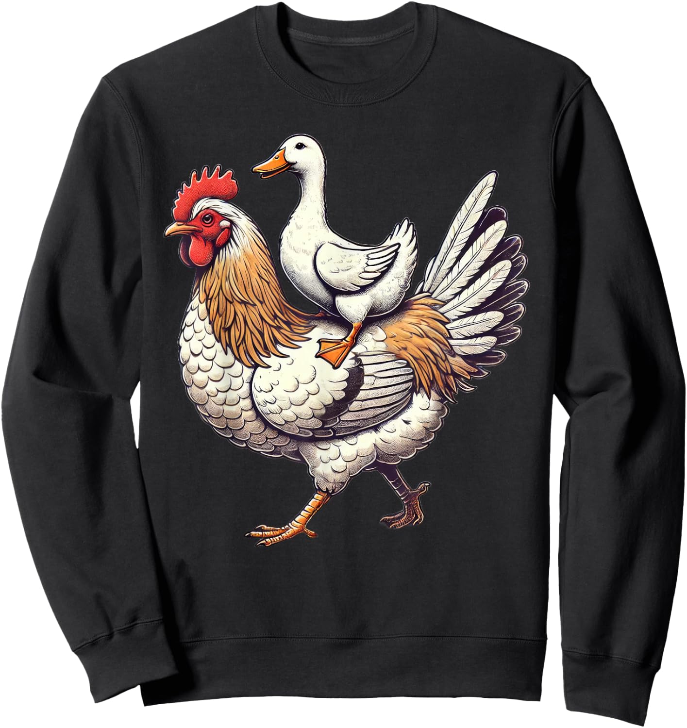 Cute Duck Chicken Sweatshirt - Sweatshirt | Black