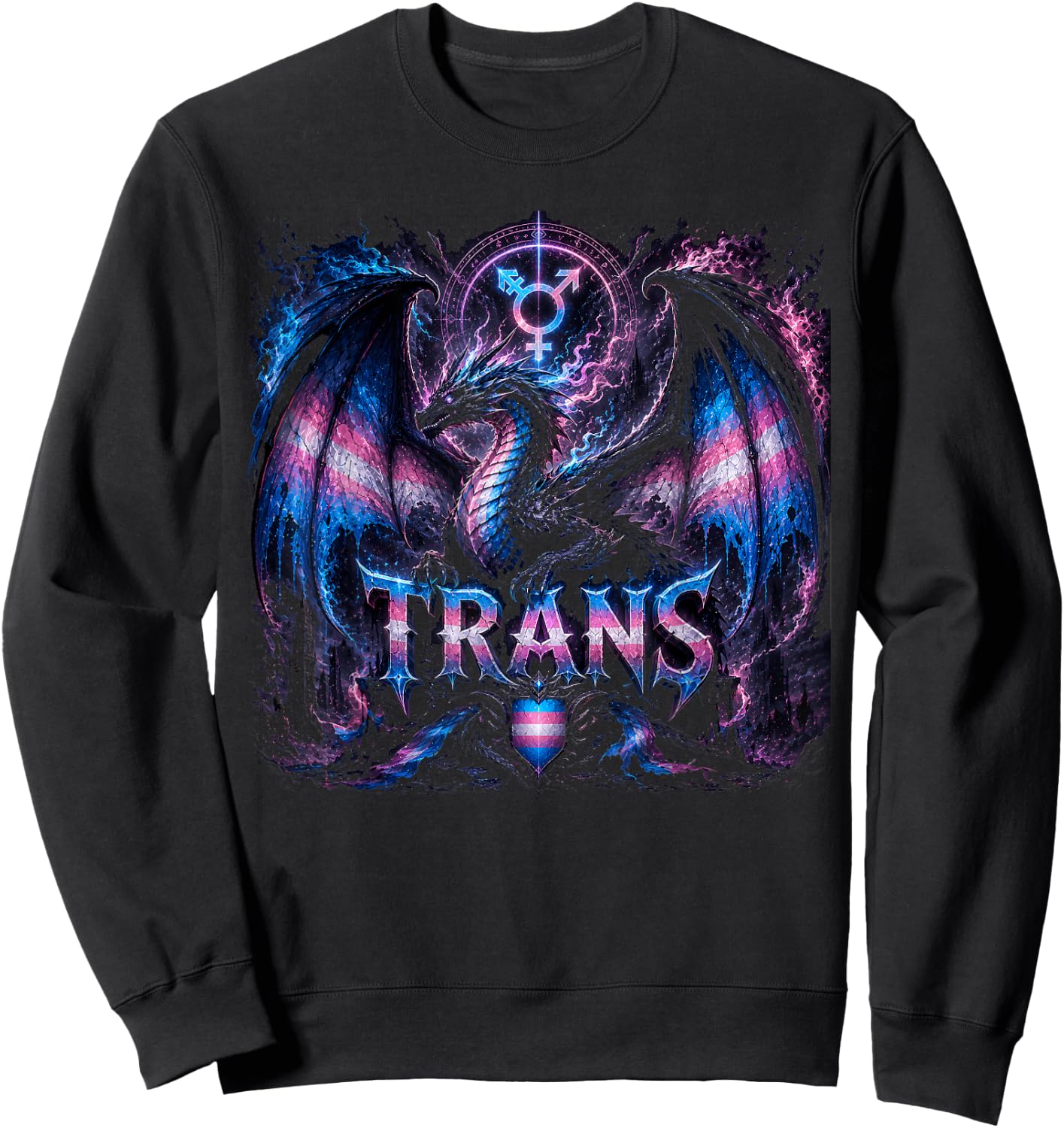 Trans Dragon Cute Fantasy Castle Tower Trans Rights Women Sweatshirt - Sweatshirt | Black