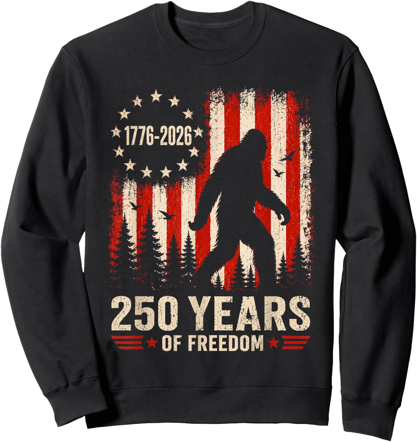 250 Years of Freedom Bigfoot 250th Anniversary 4th of July Sweatshirt - Sweatshirt | Black