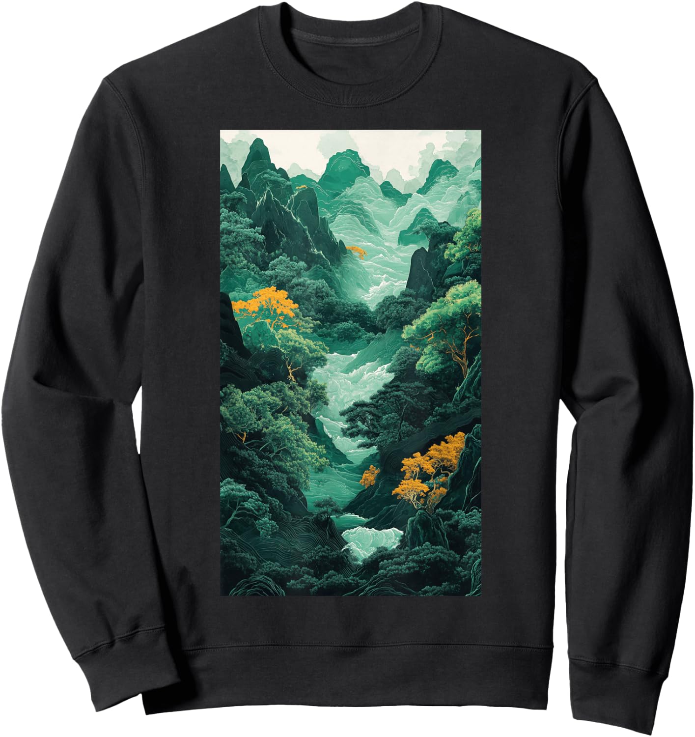 Jade Art Landscape Mountain landscape Nature art Sweatshirt - Sweatshirt | Black