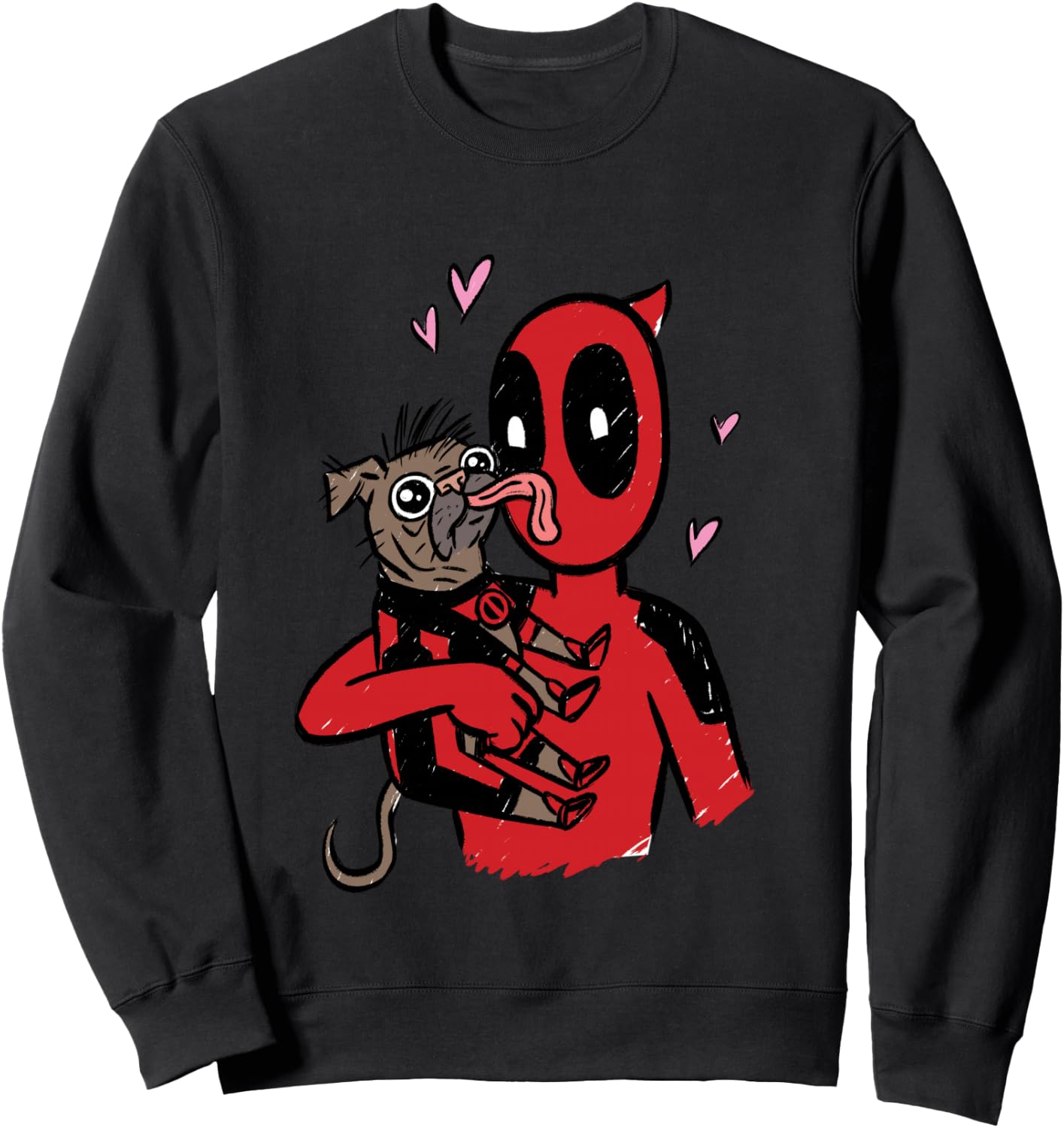 Marvel Deadpool & Wolverine Dogpool Doggy Kisses Doodle Sweatshirt - Sweatshirt | Black