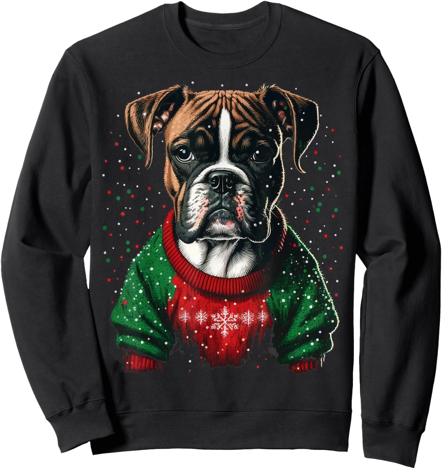 Xmas Boxer Dog Santa on Christmas Boxer Dog Women Kids Sweatshirt - Sweatshirt | Black