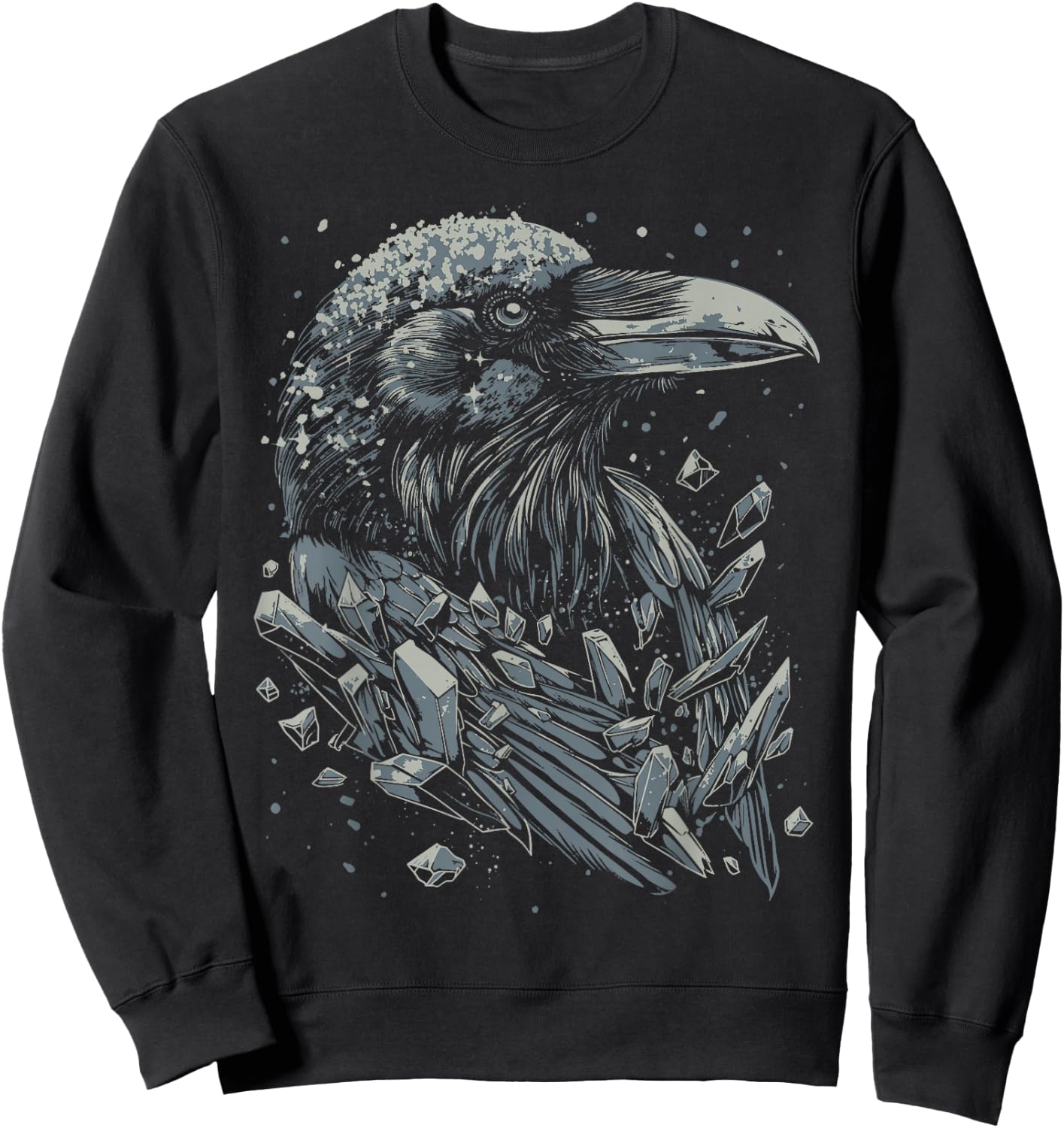 Crystal Raven | Pastel Goth Dark Academia Goblincore Witchy Sweatshirt - Sweatshirt | Black